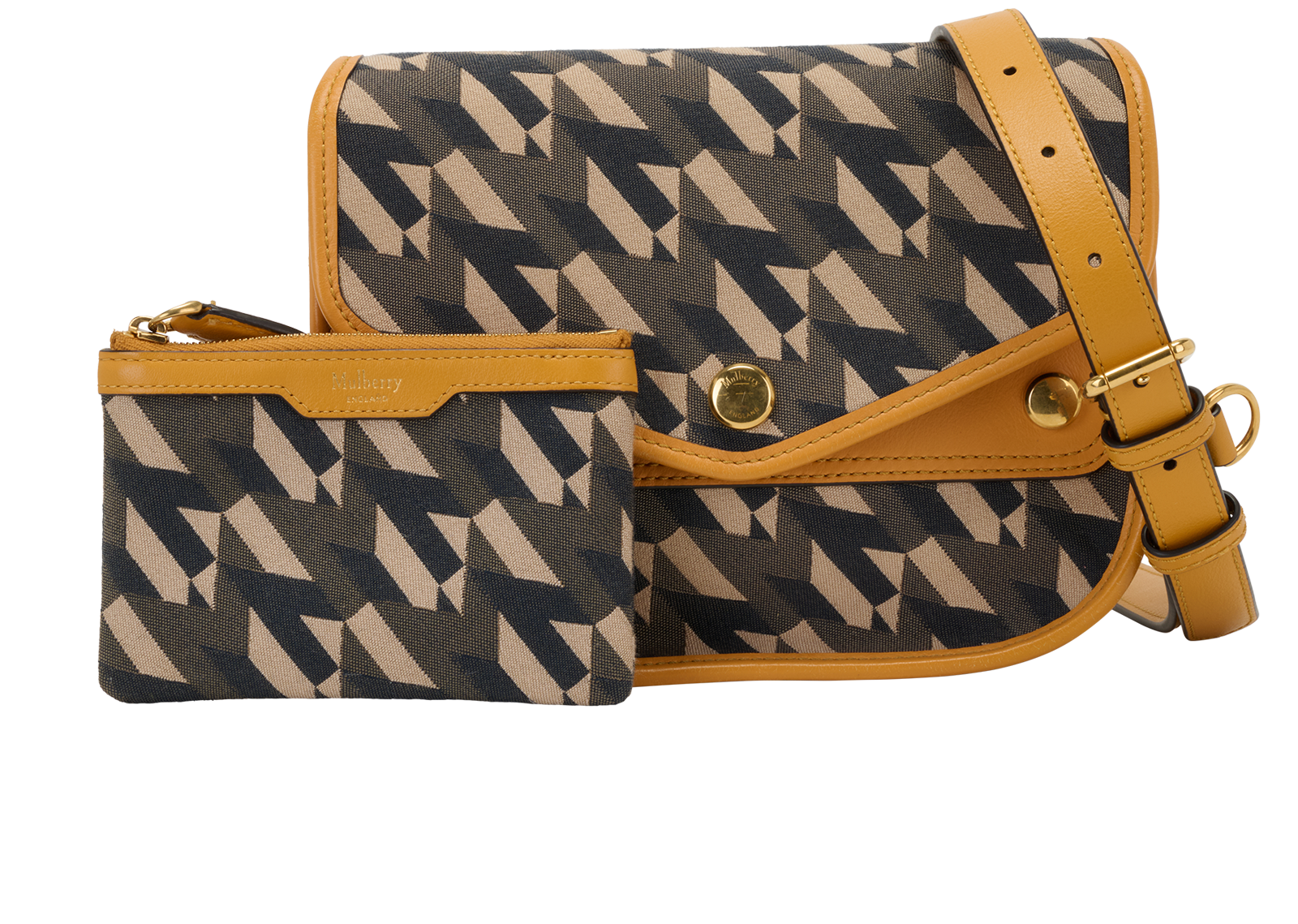 Econyl M Satchel, &pound;320, Handbags, Brown/Yellow, Fabric/Leather, Other view